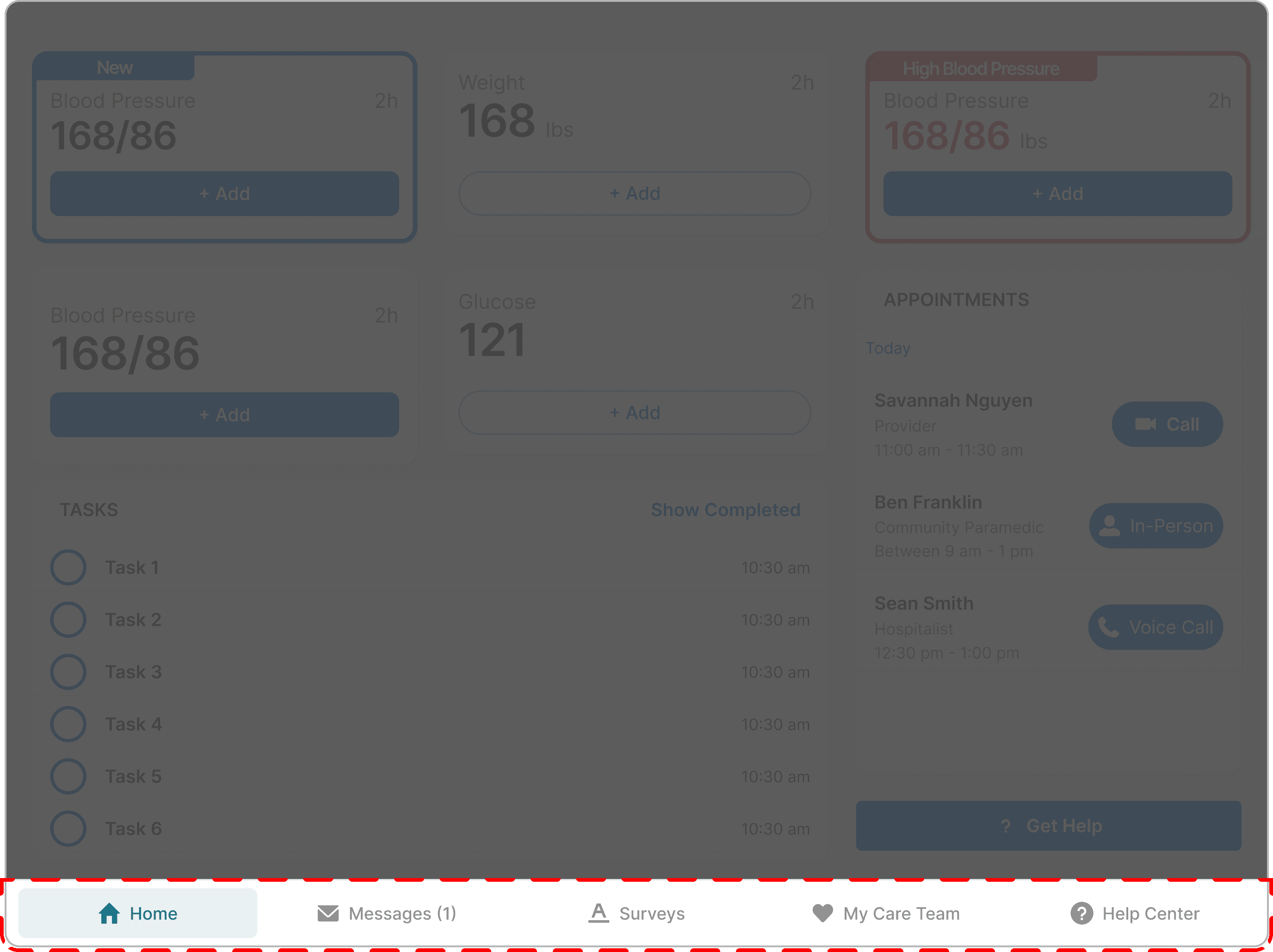 Bottom Nav Wireframe